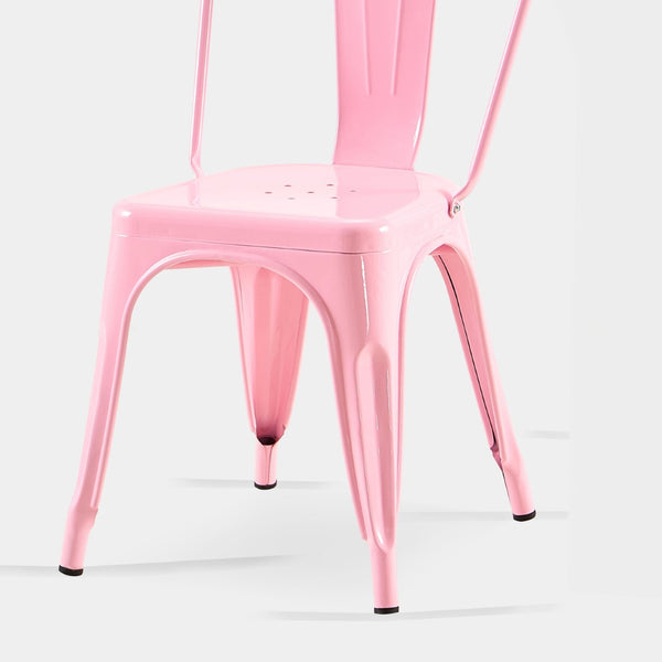 English Elm Set Of 4 Stylish High-Gloss Pink Metal Dining Chairs - Stackable, Lightweight, Easy-Clean, Durable Design B347P383379-GIGA