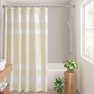 JLA Home Madison Park - Shower textured waffle curtain with heathered stripe and 3M Scotchgard for spa-like, water-resistant style 78 L x 72 W x 0.13H MP70-8562