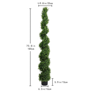 English Elm 6ft Spiral Faux Cedar Trees Two-tone Evergreen Outdoor Patio Entryway Set of 2 W2945P390478
