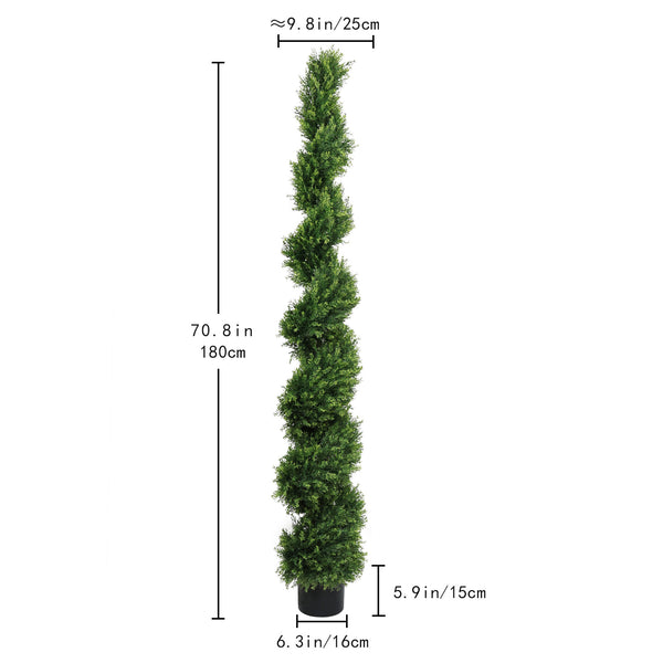 English Elm 6ft Spiral Faux Cedar Trees Two-tone Evergreen Outdoor Patio Entryway Set of 2 W2945P390478
