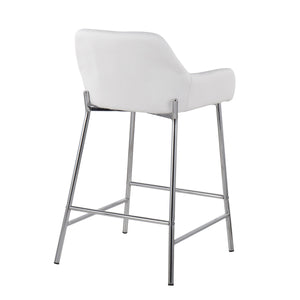 English Elm Daniella Contemporary Counter Stool Set Of 2 In White Faux Leather & Chrome - Stylish Comfort For Any Space B202S00052