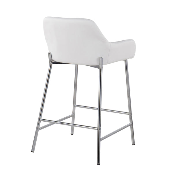 English Elm Daniella Contemporary Counter Stool Set Of 2 In White Faux Leather & Chrome - Stylish Comfort For Any Space B202S00052