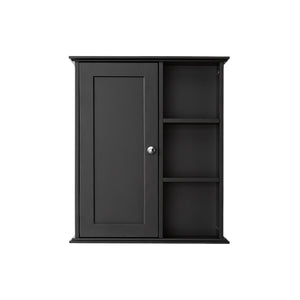 English Elm 23.6" Grey Mdf Wall Cabinet Soft Close Doors Compact Bathroom Storage Organizer Black W2704P264350