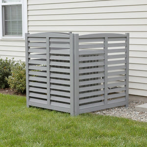 English Elm 3-panel Slatted Wood Outdoor Privacy Screen for Ac Units Trash Enclosures Gardens Grey W2640P272033