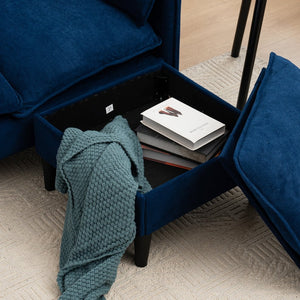 English Elm Convertible Convertible sofa with storage footstools, compact U-shaped 2-seater for small spaces, durable fabric comfort Blue W2012P252427