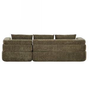 English Elm 106" L-shaped Sectional Sofa Modular Chaise Lounge Neutral Fabric Living Room Olive Green N771P396321L_N771P396322L