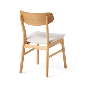 English Elm [video] Set of 2 Minimalist Dining Chairs with Cushioned Seats and Oak Rubberwood Legs N759P371095K