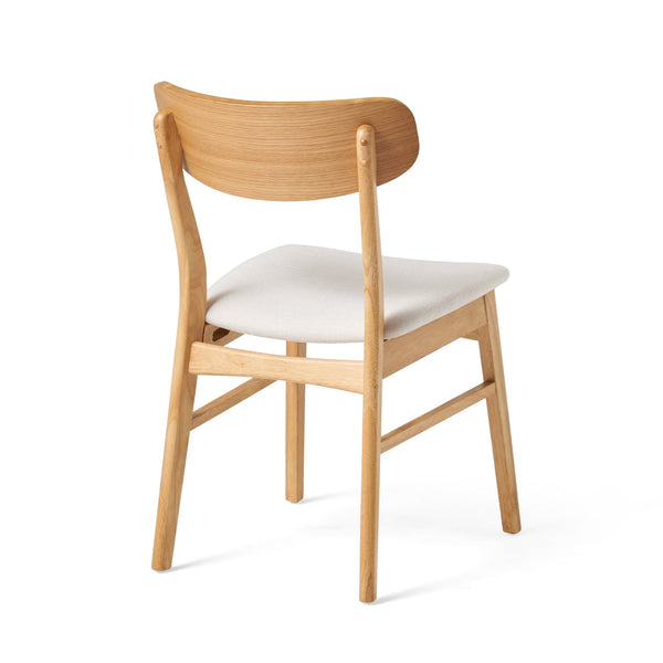 English Elm [video] Set of 2 Minimalist Dining Chairs with Cushioned Seats and Oak Rubberwood Legs N759P371095K