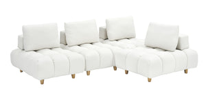 English Elm 120 Plush Teddy Sofa 120" Long Spacious 4-Seater with Solid Wood Frame, Spring Cushion Comfort Beige W1658S00065