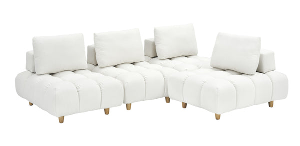 English Elm 120 Plush Teddy Sofa 120" Long Spacious 4-Seater with Solid Wood Frame, Spring Cushion Comfort Beige W1658S00065