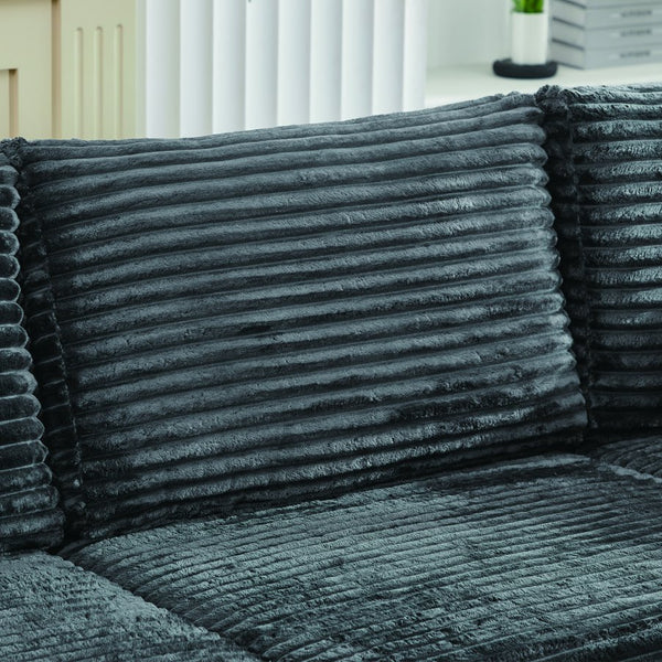 English Elm Corduroy Plush U-Shaped Sectional Sofa with Storage Ottoman, Pet-Friendly Durable Modular Comfort Grey W2915S00064