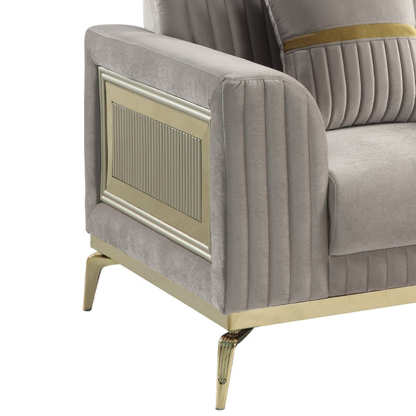 English Elm Antigua Glam Accent Chair with Bold Gold Trim and Plush Foam Seating for Modern Spaces Taupe+Gold B009P417481