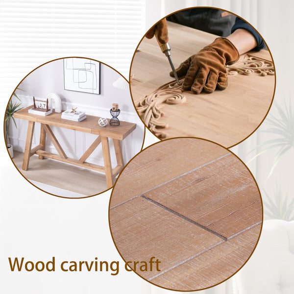 English Elm Farmhouse A-frame Console Table Engineered Wood Entryway Accent with Open Base W2729P414723