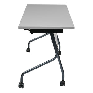 OSP Home Furnishings 5' Flip Top Nesting Training Table with Locking Casters for Classrooms and Offices Grey Titanium 84225TG