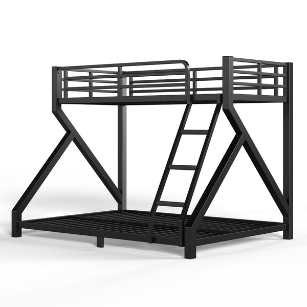 English Elm Twin Over Full Metal Bunk Bed Low Profile Heavy Duty Frame for Kids Guest Rooms W5305P463443