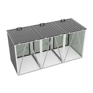 English Elm Garbage Bin Shed Galvanized Steel Enclosure Fits Three Cans with Lockable Waterproof Lid Dark Gray W1598P357716