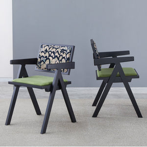 English Elm 2 Black Rubberwood Dining Chairs With Rattan-Style Seats – Medieval Elegance For Modern Spaces W2720P237609