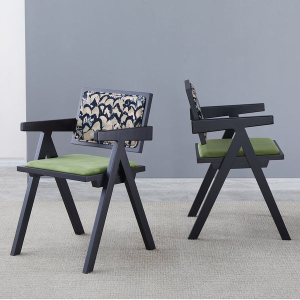 English Elm 2 Black Rubberwood Dining Chairs With Rattan-Style Seats – Medieval Elegance For Modern Spaces W2720P237609