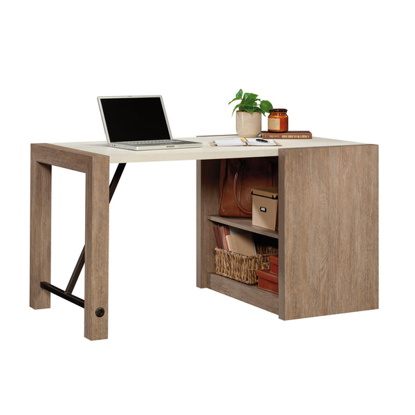 English Elm Desk, Modern Brown Finish With Adjustable Bookshelf - Perfect For Home Office & Study Spaces B356P402584