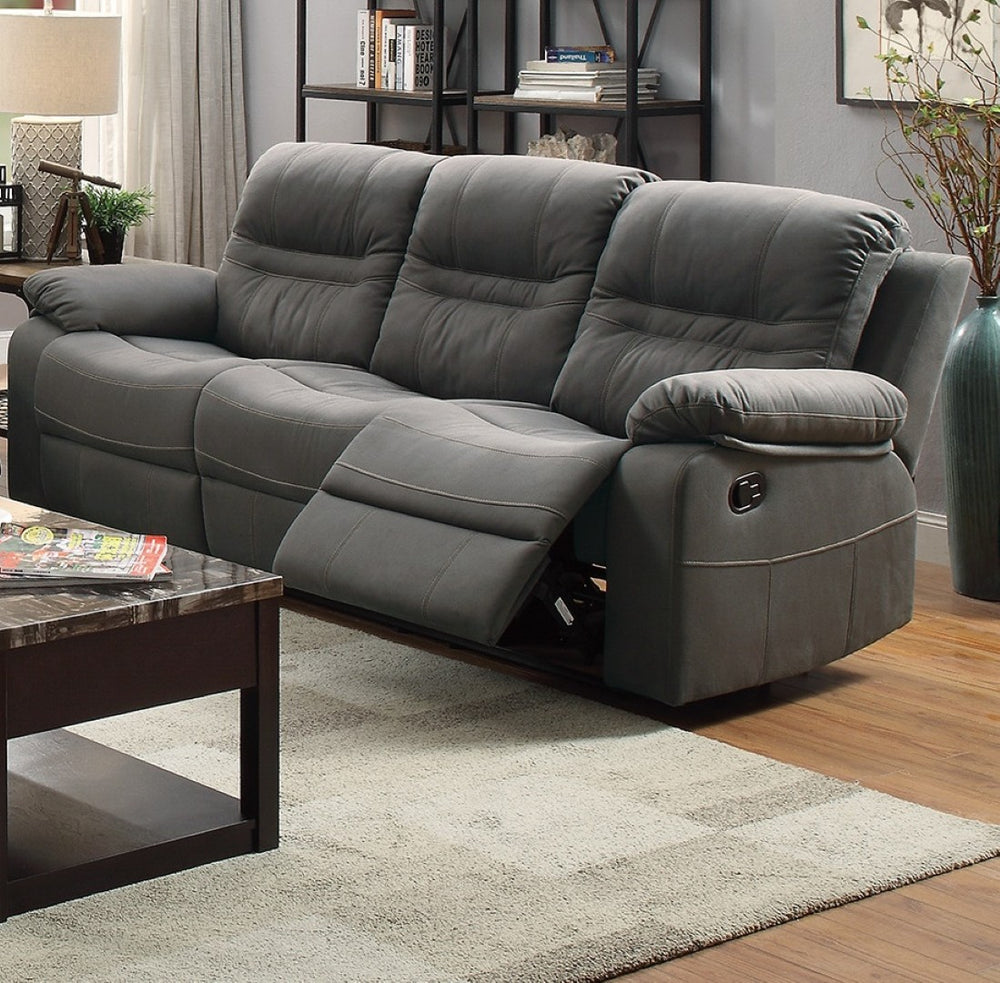 English Elm Modern Reclining 3 Piece Living Room Set Slate Blue Leatherette Sofa Loveseat Chair B011S02405