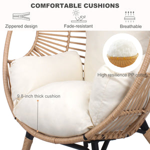 English Elm New PE Wicker Egg Chair with Ergonomic High-Front Low-Back Design, Weather-Resistant Rattan & Plush Cushion Comfort Natural W400P241059
