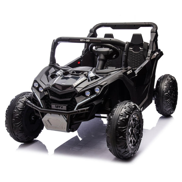English Elm 24v Two Seat Kids Electric Utv with Parental Remote Suspension Off Road Ride On Black W1578P184797