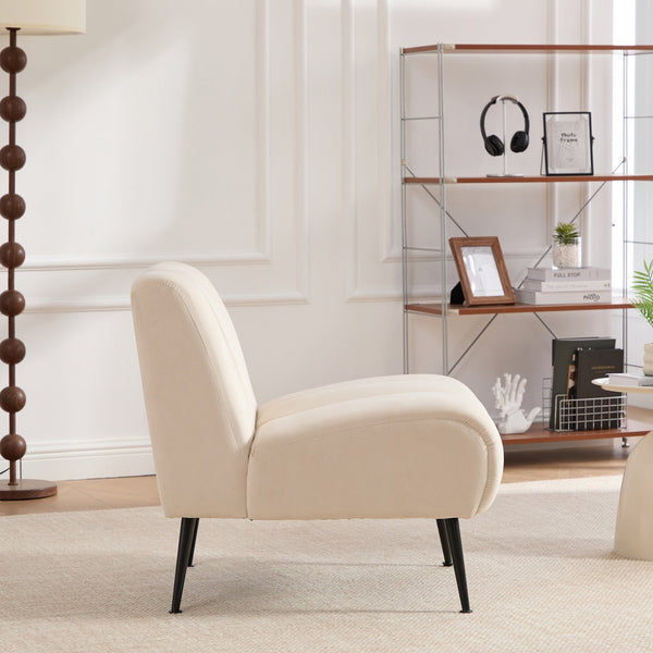 English Elm 24.4" Wide Modern Armless Velvet Accent Chair With Black Metal Legs For Stylish Home & Office Decor W3098P308777