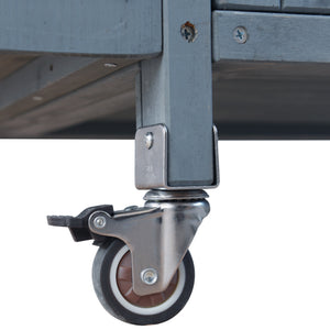 English Elm K&K 40.5" Outdoor Grill Cart with 201 Stainless Top, Solid Fir Storage, Drop Leaf & Lockable Wheels Blue+Grey N707P228272G