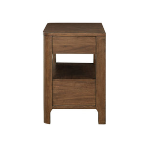 English Elm 2-drawer Walnut Veneer Nightstand with Cedar Lining Open Shelf and Tapered Legs B016P459858