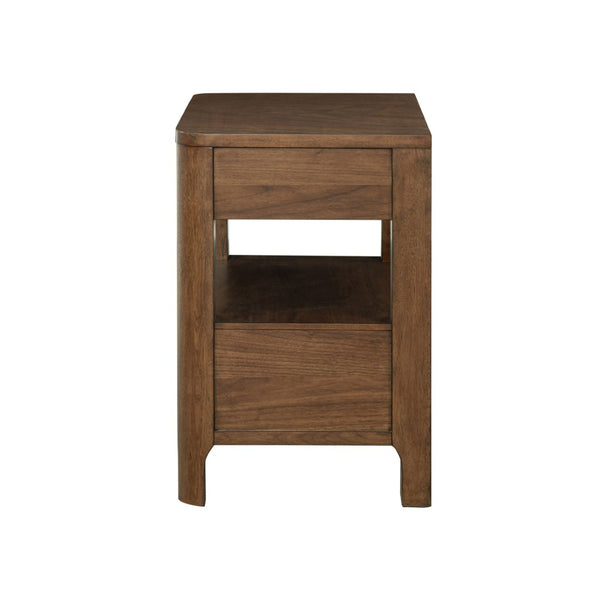 English Elm 2-drawer Walnut Veneer Nightstand with Cedar Lining Open Shelf and Tapered Legs B016P459858