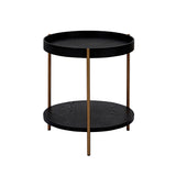 English Elm 2-Piece Modern 2 Tier Round Coffee Table Set For Living Room,Easy Assembly Nesting Coffee Tables, End Side Tables For Bedroom Office Balcony Yard,Black Mdf