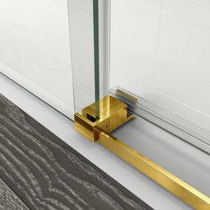 English Elm 56" Frameless Sliding Shower Door Brushed Gold Tempered Glass Walk-in Enclosure W1573P399019