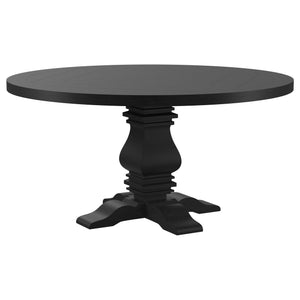 English Elm Allende Solid Pine Round Dining Table Carved Pedestal Base Distressed Farmhouse Finish B062S01521