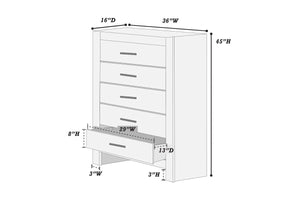 English Elm Modern Two Tone Five Drawer Chest White Finish Slim Bar Handles Scandinavian Bedroom B011P447493