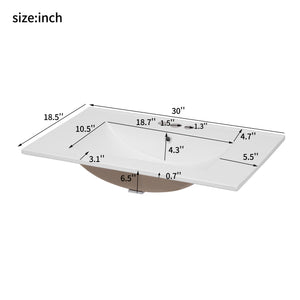 English Elm 60'' Modern Bathroom Vanity Set With Ceramic Sink, Soft Closing Doors, Space-Saving Grey Design N710SS00007E