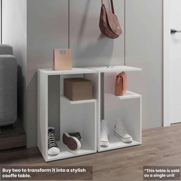 English Elm Side Table 25" H With 2 Shelves - Modern Compact Design For Small Spaces, Stylish & Eco-Friendly B097P296860-GIGA