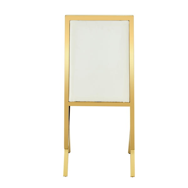English Elm Table and Chair Set 12 Piece Tempered Glass Dining with Gold Metal Legs Modern Transparent,White+Gold W1151S04773