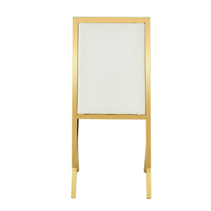 English Elm Table Set Oval Tempered Glass Top Gold Column Base with Eight Pu Leather Dining Chairs Transparent,White+Gold W1151S04774