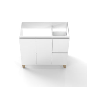 English Elm 36-inch Glossy White Bathroom Vanity Cabinet with Soft Close Drawers and Wood Feet W3151P381850