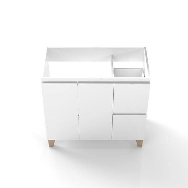 English Elm 36-inch Glossy White Bathroom Vanity Cabinet with Soft Close Drawers and Wood Feet W3151P381850