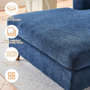 English Elm Modern Mid-Century Oversized Chaise Lounger Sofa Bed with Solid Wood Legs, Deep Seat Comfort Sleeper Blue W2363S00067