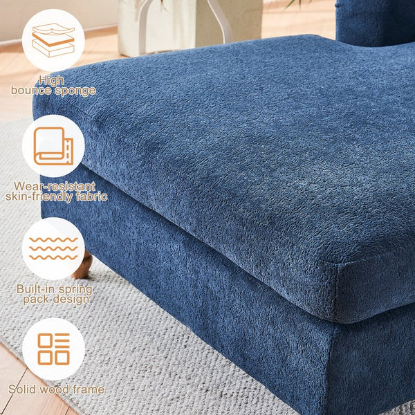 English Elm Modern Mid-Century Oversized Chaise Lounger Sofa Bed with Solid Wood Legs, Deep Seat Comfort Sleeper Blue W2363S00067