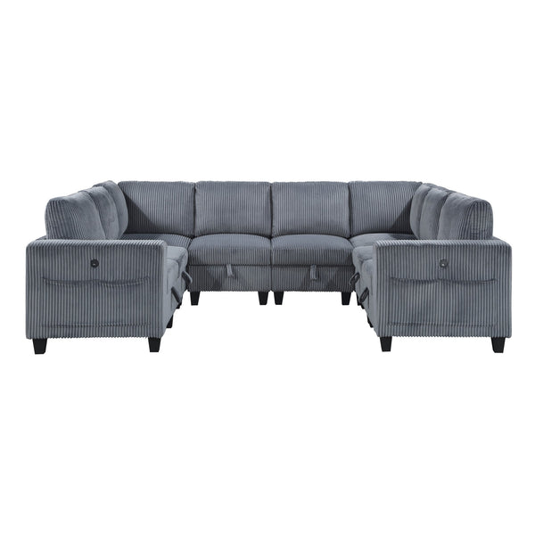 English Elm 8-Piece Modular Sectional Sofa with Hidden Storage, Side Pockets & Charging Ports in Corduroy Fabric Dark Gray 26 L x 29 W x 15.75 H B011S01083