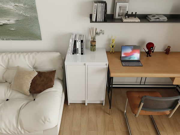 English Elm 24" Modular Plywood Storage Cabinet Glossy White Soft Close Doors for Bath or Kitchen W999S00519