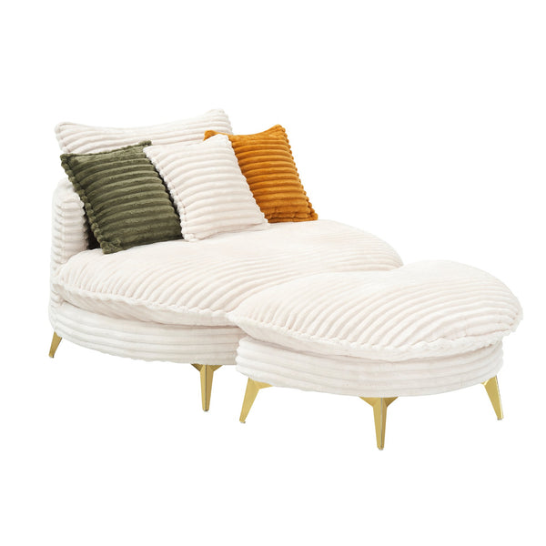 English Elm 65.00 Inch Mid-century Corduroy Loveseat with Gold Tapered Legs for Apartment Living Beige W1658P212594