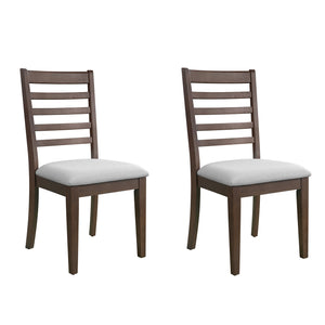 English Elm Farmhouse Ladder Back Dining Chairs Rubberwood Frame Upholstered Seat Set of 2 Brown+Beige N752P272064D