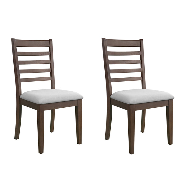 English Elm Farmhouse Ladder Back Dining Chairs Rubberwood Frame Upholstered Seat Set of 2 Brown+Beige N752P272064D
