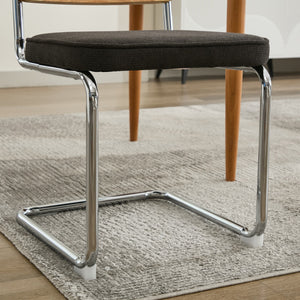 English Elm Mid Century Modern Dining Chairs Set Of 2 - Stylish Velvet Accent With Rattan Back & Chrome Base W1143P342096