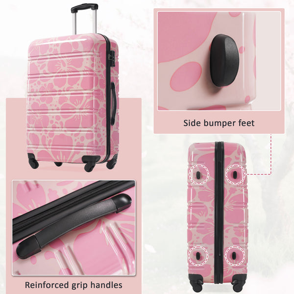 English Elm Hardshell Polycarbonate Luggage Set Three Piece Tsa Lock Spinner Travel Suitcases Pink N732P306618U