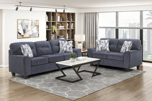 English Elm Durable Chenille Upholstered Loveseat with Pocket Coil Support and Contemporary Style Blue B011P474322